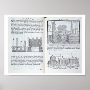 Laying foundations, from 'Della Architettura', pub Poster