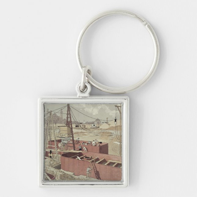 Laying the Foundations for the Eiffel Tower Key Ring (Front)