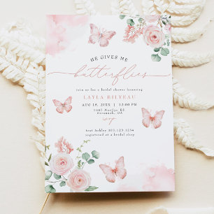 LAYLA Blush He Gives Me Butterflies Bridal Shower Invitation