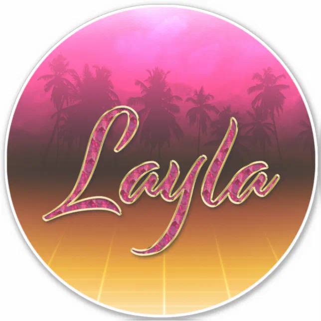 Layla Name Sticker Layla First name name golden pink sticker sticker | Zazzle