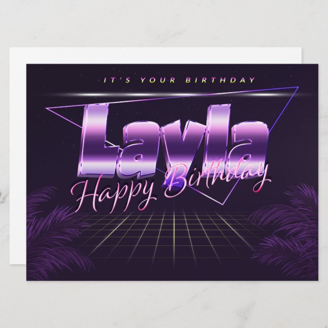 Layla Name First Name pura retro card Birthday (Front/Back)