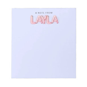Layla name in glowing neon lights novelty notepad