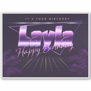 Layla Name Vorname lila retro Sticker Geburtstag