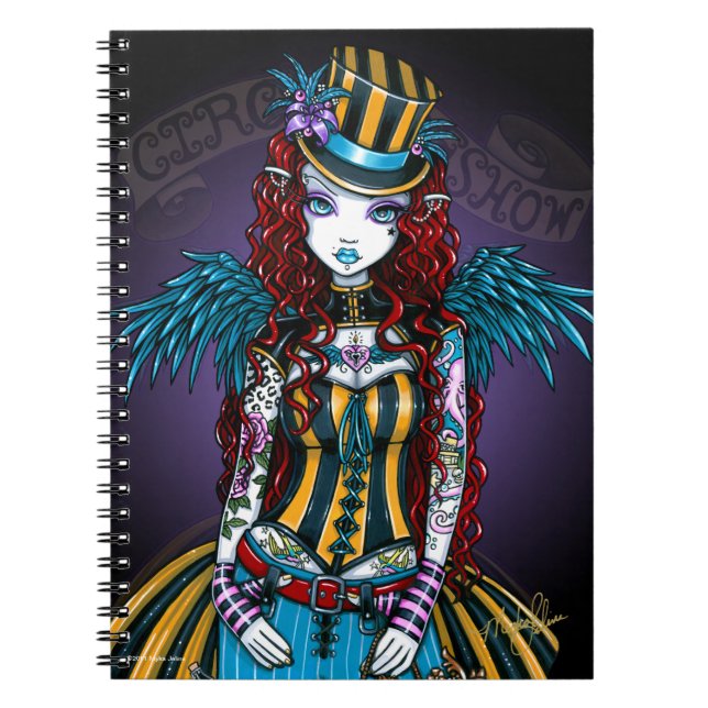 "Layla" Steampunk Circus Tattoo Sideshow Notebook (Front)