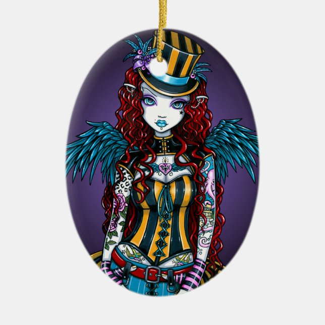 "Layla" Steampunk Circus Tattoo Sideshow Ornament (Front)