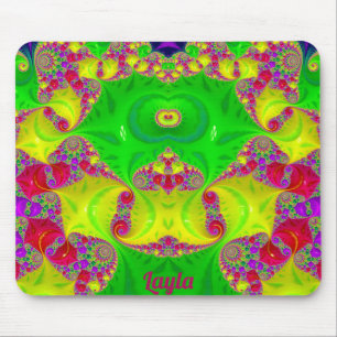 LAYLA ~ Zany Hot Cerise, Yellow, Red and Green Mouse Pad