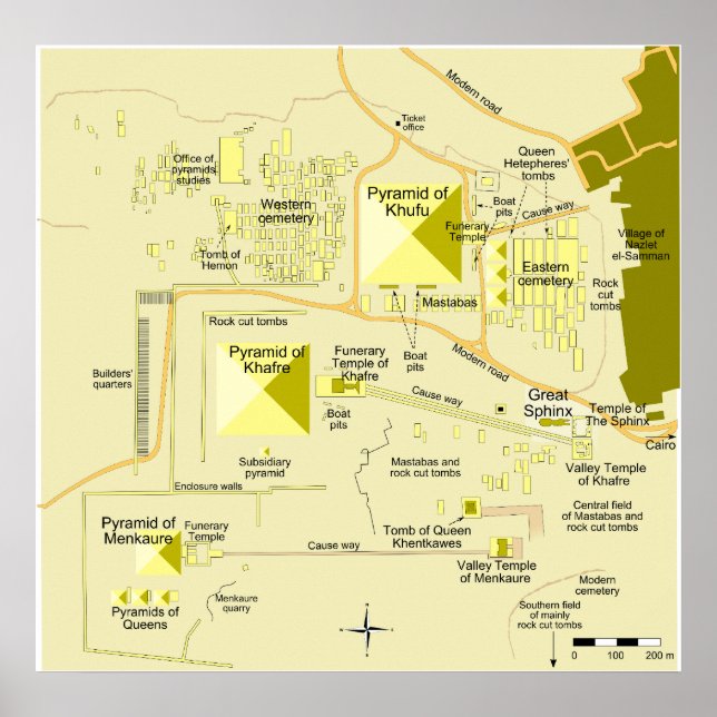 Layout of the Giza Pyramid Complex Diagram Poster (Front)