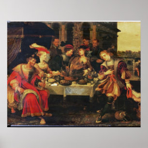 Lazarus at the Rich Man's Table, 1618 (oil on canv Poster