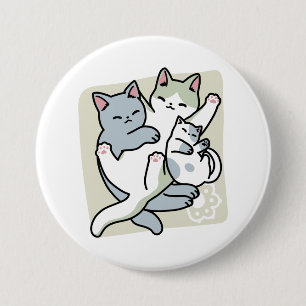 Laze Furr Days - Cute Lazy Cats Design 7.5 Cm Round Badge