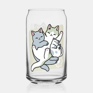 Laze Furr Days - Cute Lazy Cats Design Can Glass