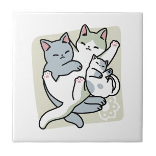 Laze Furr Days - Cute Lazy Cats Design Ceramic Tile