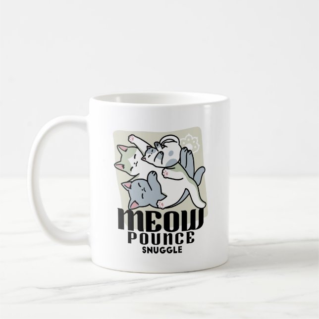 Laze Furr Days - Cute Lazy Cats Design Coffee Mug (Left)