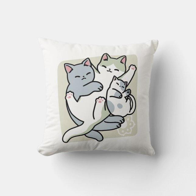 Laze Furr Days - Cute Lazy Cats Design Cushion (Front)