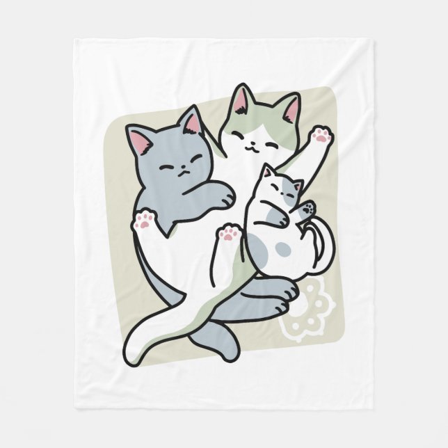 Laze Furr Days - Cute Lazy Cats Design Fleece Blanket (Front)