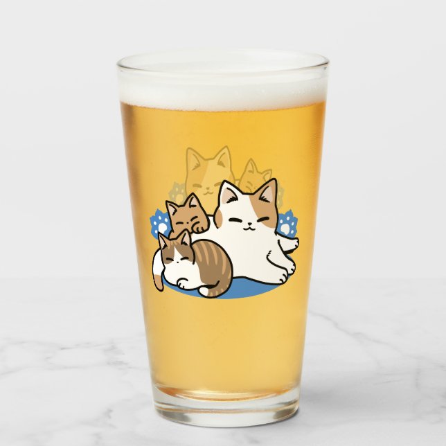 Laze Furr Days - Cute Lazy Cats Design Glass (Front Filled)