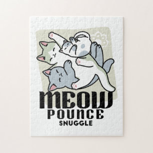 Laze Furr Days - Cute Lazy Cats Design Jigsaw Puzzle