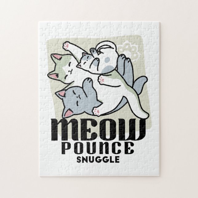 Laze Furr Days - Cute Lazy Cats Design Jigsaw Puzzle (Vertical)