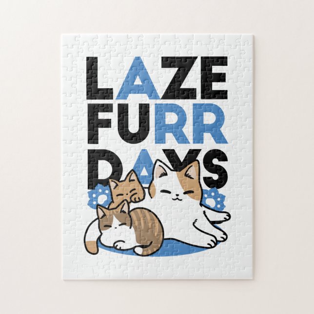 Laze Furr Days - Cute Lazy Cats Design Jigsaw Puzzle (Vertical)