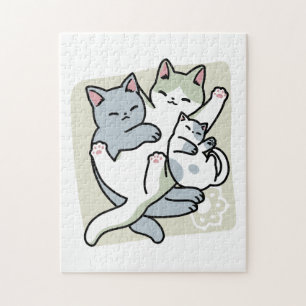Laze Furr Days - Cute Lazy Cats Design Jigsaw Puzzle