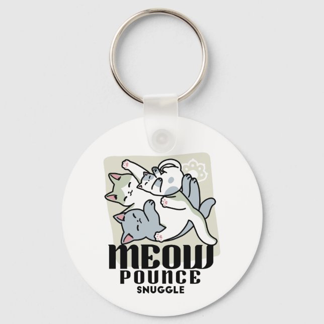 Laze Furr Days - Cute Lazy Cats Design Key Ring (Front)