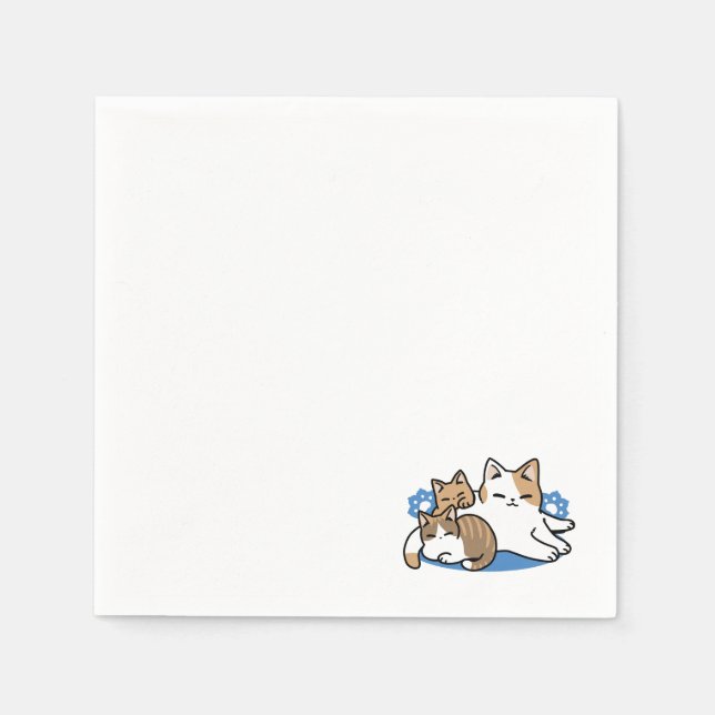Laze Furr Days - Cute Lazy Cats Design Napkin (Front)
