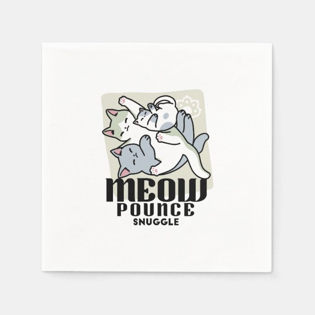 Laze Furr Days - Cute Lazy Cats Design Napkin (Front)