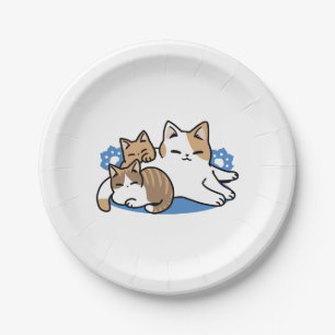 Laze Furr Days - Cute Lazy Cats Design Paper Plate