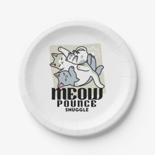 Laze Furr Days - Cute Lazy Cats Design Paper Plate