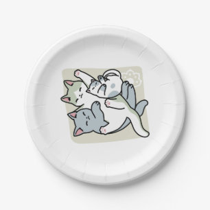 Laze Furr Days - Cute Lazy Cats Design Paper Plate