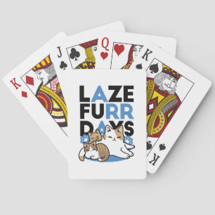 Laze Furr Days - Cute Lazy Cats Design Playing Cards