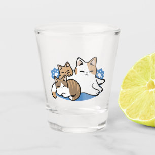 Laze Furr Days - Cute Lazy Cats Design Shot Glass