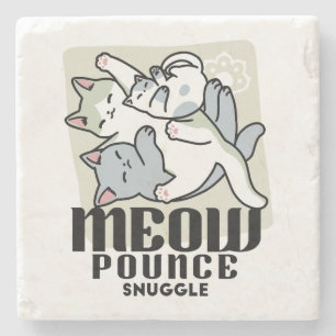 Laze Furr Days - Cute Lazy Cats Design Stone Coaster