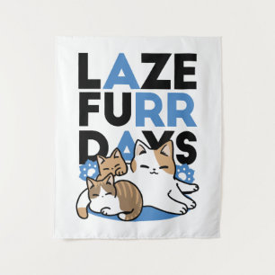 Laze Furr Days - Cute Lazy Cats Design Tapestry