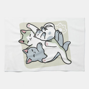 Laze Furr Days - Cute Lazy Cats Design Tea Towel