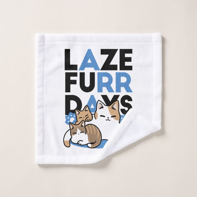 Laze Furr Days - Cute Lazy Cats Design Wash Cloth (Wash Cloth)