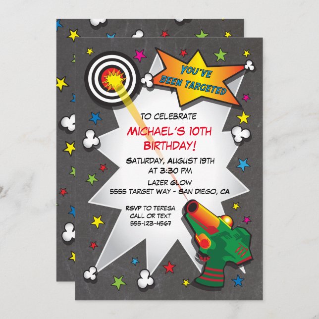 Lazer Tag Birthday Party Invitation (Front/Back)