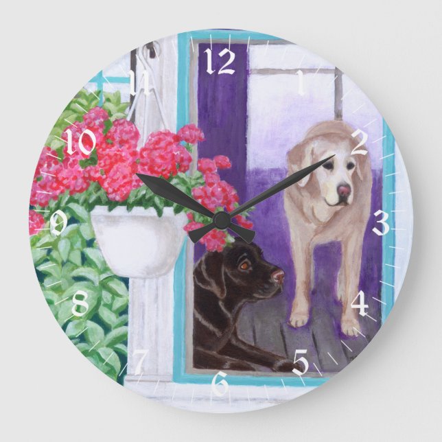 Lazy Afternoon Labradors Painting Large Clock (Front)