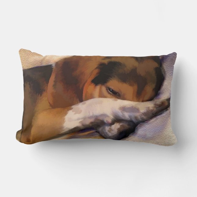 Lazy Beagle Throw Pillow (Front)