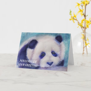 Lazy Black and White Panda Bear Customizable Card