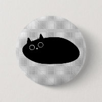 Lazy Black Cat | Button for Cat lovers!!