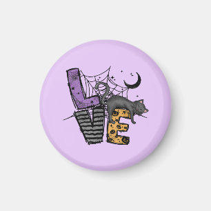 Lazy Black Cat in Spider Web with Love Magnet