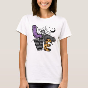 Lazy Black Cat in Spider Web with Love T-Shirt