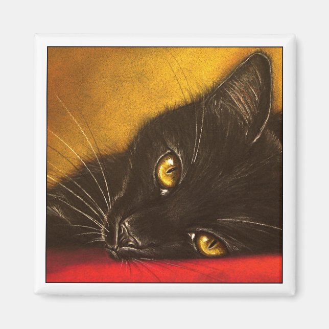 Lazy Black Cat - Magnet (Front)