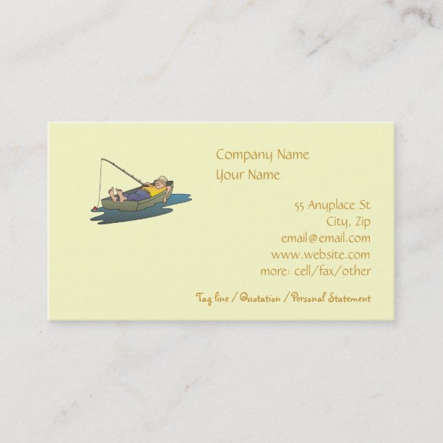 Lazy Boat Day Fishing business card template (Front)
