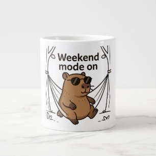 Lazy Capybara Meme Cartoon Sticker Large Coffee Mug