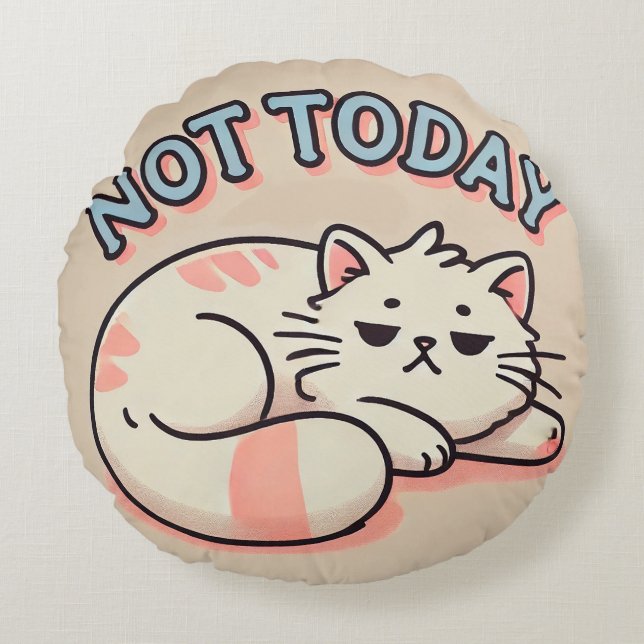Lazy Cartoon Cat  Round Cushion (Front)