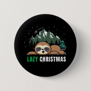 Lazy Christmas Sloth  Funny 6 Cm Round Badge
