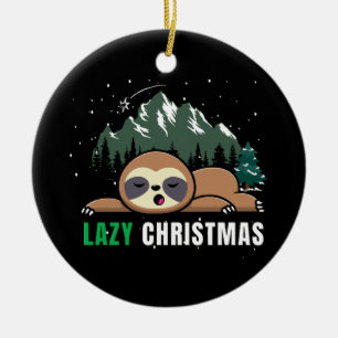Lazy Christmas Sloth Funny Ceramic Ornament