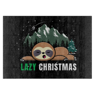 Lazy Christmas Sloth  Funny Cutting Board