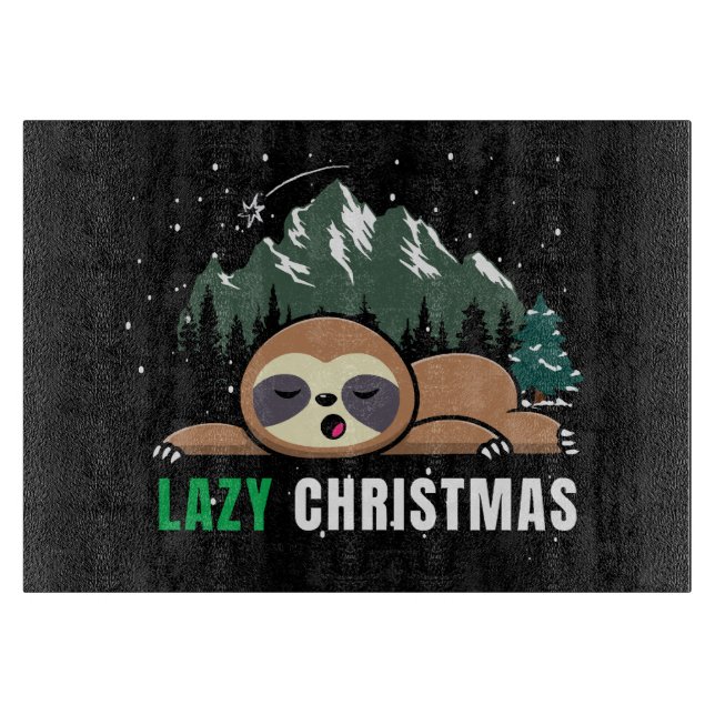 Lazy Christmas Sloth  Funny Cutting Board (Front)